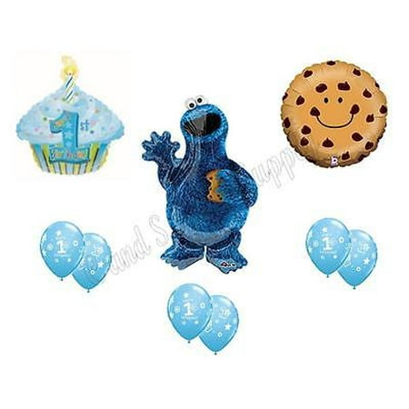 COOKIE MONSTER 1st Birthday Party Balloons Decoration Supplies Sesame Street