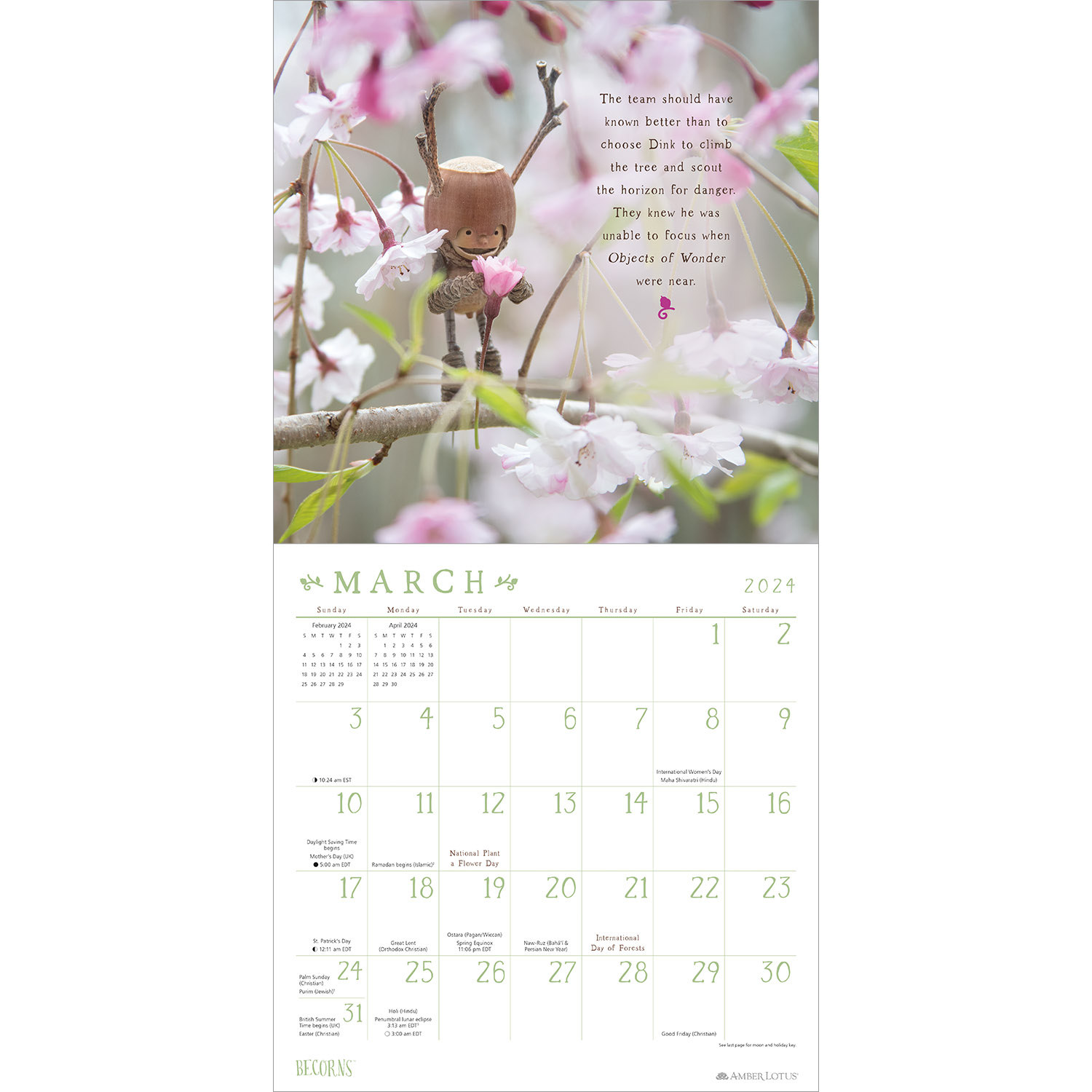 becorns-2024-wall-calendar-forest-folk-by-david-m-bird-12-x-24-open-amber-lotus