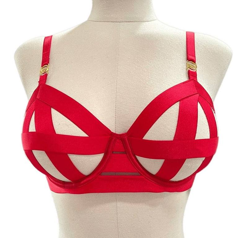 Victorias Secret Sexy Banded Red Strappy Balconette Bra Set 36C & Panty M