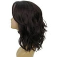 thumbnail image 3 of LUXLUXE Rayana Wavy 15 Inch Long 4X4 Hand-Tied Lace Front Wig, Heat Resistant Fiber, Dark Brown, 3 of 7