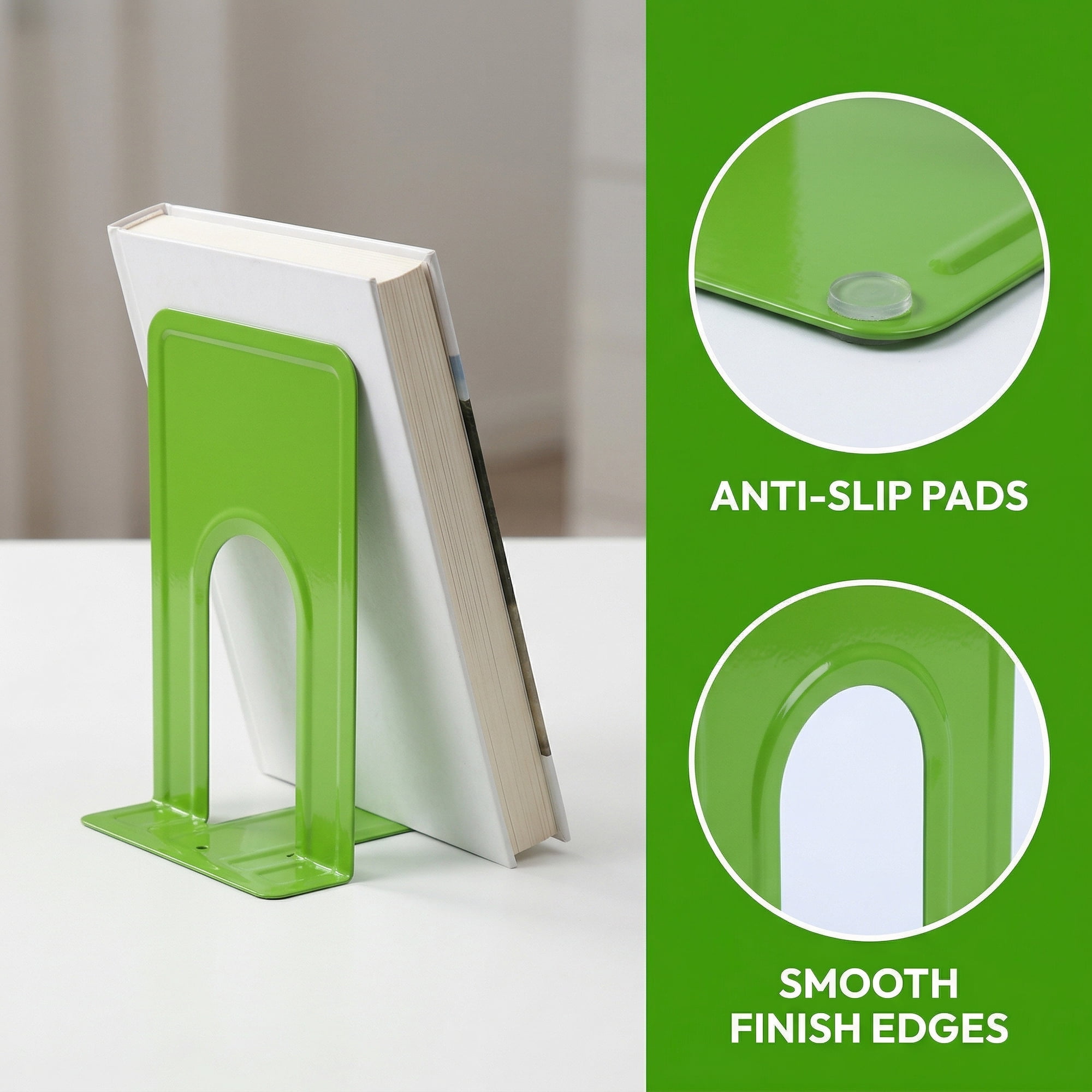Unique Bargains Expandable Iron Bookends with Compartments Green 5.2"L x 6.5"W x 8.5"H
