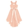 thumbnail image 4 of Linjinx Flower Girl Sleeveless Beaded High Low Dress Asymmetrical Chiffon Junior Bridesmaid Dress Pink 14, 4 of 4