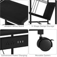 thumbnail image 2 of 2-Tier End Table Record Player Stand with Charging Station and Vinyl Storage Shelf, Black, 2 of 7