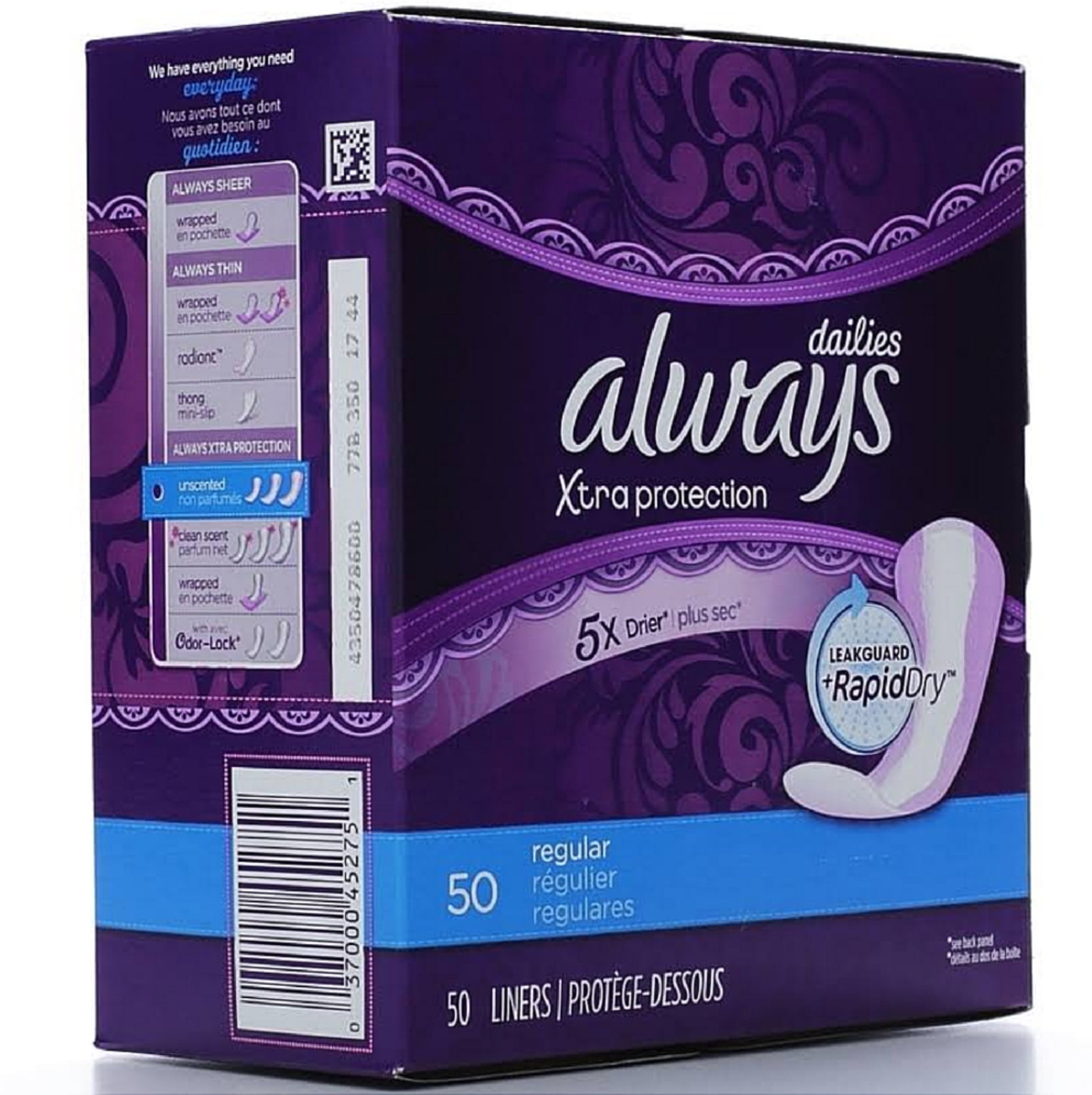 Always Xtra Protection Regular Daily Liners 50 Each