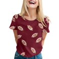 thumbnail image 1 of TSADFHJI Hauts Femmes Tendance Sortie T-Shirt Décontracté Imprimé Cool Manches Courtes Col Rond Blouse L Rouge, 1 of 5