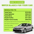thumbnail image 3 of Windshield Wipers Replacement for Toyota Camry 2018-2024/Highlander 2008-2019/Sienna 2001-2024,OEM Quality Premium All-Season Wiper Blades-26"+20"(Pack of 2), 3 of 7