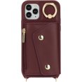 thumbnail image 6 of for iPhone 11 Pro Case with Card Holder and Strap - Zipper Pocket,Crossbody Lanyard Strap,Credit Card Holder,Stand Ring,Cute Phone Wallet Case for Women(Wine Red,5.8 Inch), 6 of 18