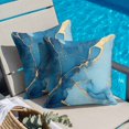 thumbnail image 5 of Abstract Art Throw Pillow Cover Teal Blue Marble Stone Gold Cracks Modern Cotton Linen Cushion Cover Throw Pillow Case with Invisible Zipper for Couch Sofa Bed Chair Car 16x16 Inch, 5 of 14