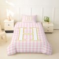 thumbnail image 2 of Castle Fairy Plaid Gold Letter H Twin Bedding for Girls,Chic Pattern Duvet Cover Set,2pcs,No Comforter,Pink Reversible, 2 of 6