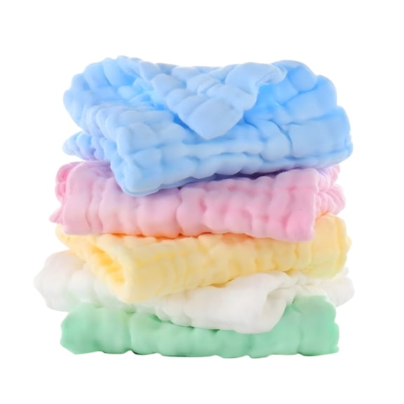 AUQ Washcloths - Set of 5 - Size 10" x 10" - Absorbent and Soft Cotton Wash Cloth for Body and Face
