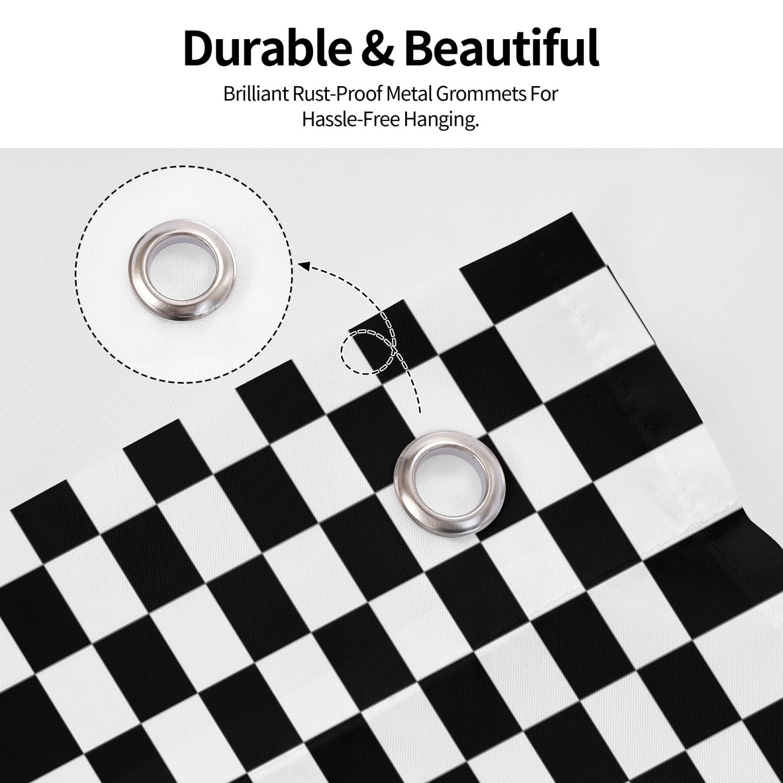 5ft X 8ft White And Black Checkered Pattern Flag Weather-Resistant Polyester Outdoor Decor