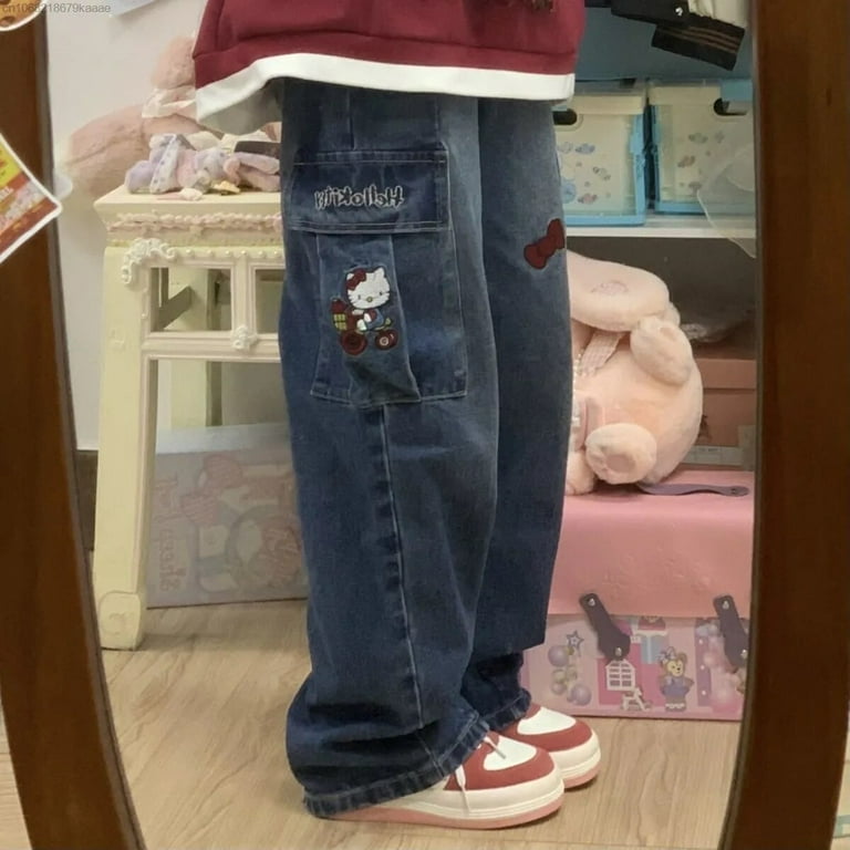 Sanrio Hello Kitty Y2k Denim Clothes Women Jeans Fashion Sanrio Hello Kitty Y2k Denim Clothes Women Jeans Fashion