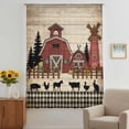 thumbnail image 2 of Brown Farmhouse Sheer Curtains 63 Inches Long, Vintage Country Animals Wood Grain Plaid Light Filering Curtains, Breathable Simi Curtain Privacy Drapes for Living Room Bedroom Window Treatment, 2 of 9