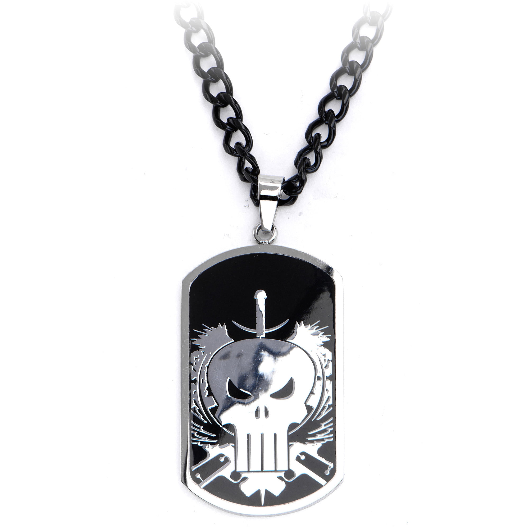 Marvel Punisher Skull Steel Dog Tag with Chain Walmart
