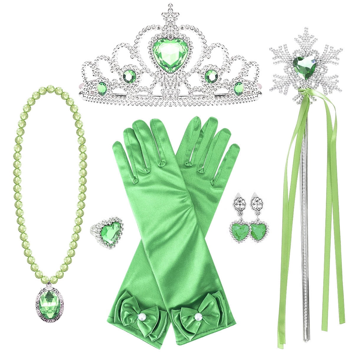 HAWEE Princess Accessories Gloves Tiara Crown Wand Necklaces Jewelry Accessories Gift Set for
