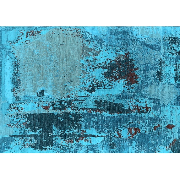 Ahgly Company Indoor Rectangle Oriental Light Blue Industrial Area Rugs, 8' x 10'
