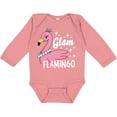 thumbnail image 3 of Inktastic Glam Pink Flamingo with Pearls Girls Long Sleeve Baby Bodysuit, 3 of 5