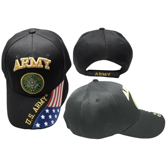 US Army Seal Patriotic USA Flag Black Embroidered Cap Hat Licensed CAP601G TOPW
