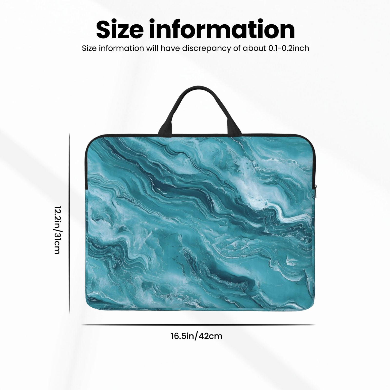 Laptop Sleeve Bag For Women Men 14inch Waterproof Durable Protective Computer Carrying Cover Handle Laptop Case Bag Teal Marble_3
