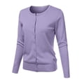thumbnail image 1 of Round-Neck Cropped Cardigan, Plus-Size Short Sweater, Relaxed Knit Top Purple S , Coat, 1 of 4