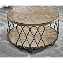 Steve Silver Belcourt Rustic Honey with Dark Metal Base Cocktail Table
