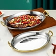 thumbnail image 5 of Oval Spanish Paella Pan - Stainless Steel Seafood Lobster Plate Non Stick Uncoated with Dual Handle for Homes Or Restaurants (Rose Gold/,36cm), 5 of 8