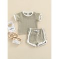 thumbnail image 3 of xiaxaixu Newborn Baby Two Piece Set, Infant Boy Girl Ribbed Casual Shirt Shorts, 3 of 10