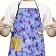 thumbnail image 2 of Purple Butterfly Pattern Apron-Garden Aprons for Women with Pockets-Cotton Linen Waterproof Kitchen Cooking Gardening Aprons Adjustable for Kitchen,Cooking,BBQ and Salon 33x27 Inch, 2 of 7