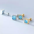 thumbnail image 3 of QQTDFG 925 Sterling Silver Square Blue CZ Screw Back Stud Earrings 6mm A1003-Silver, 3 of 6