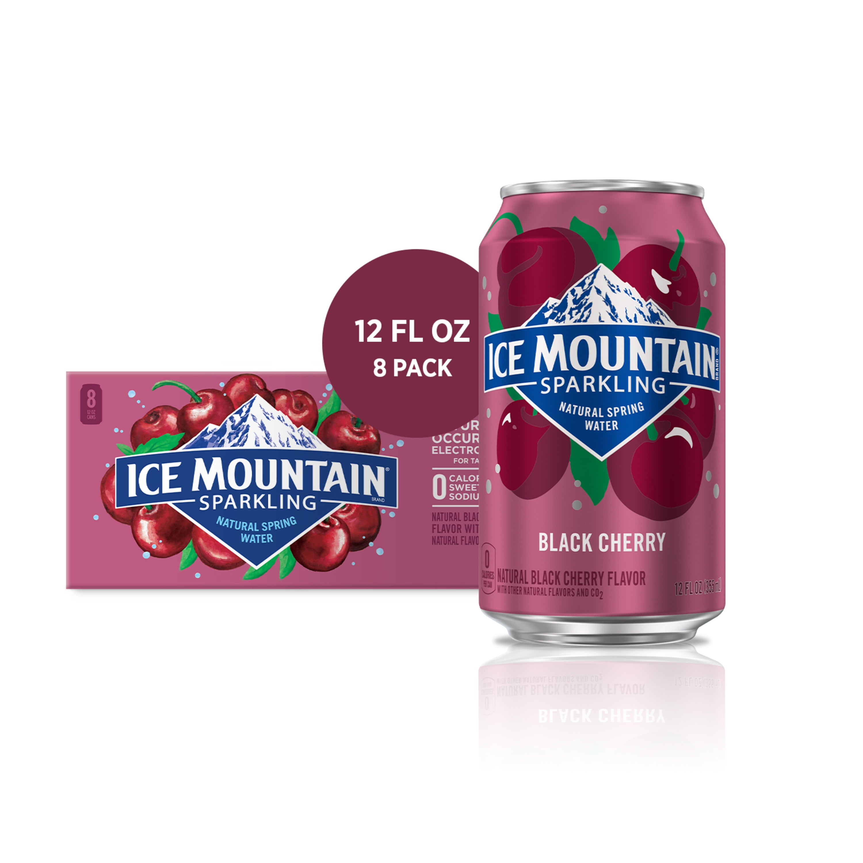 Ice Mountain Sparkling Water, Black Cherry, 12 oz. Cans (8 Count