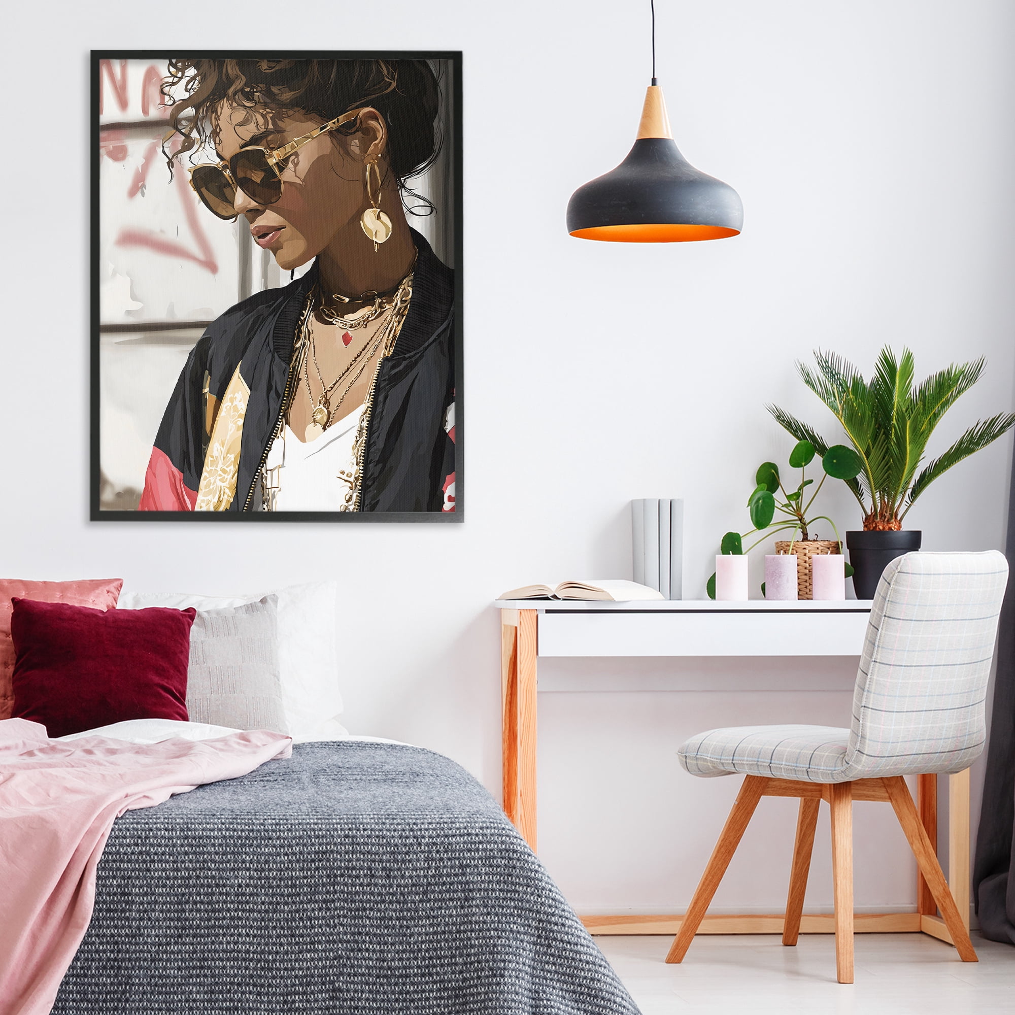 Stupell Industries Woman in Sunglasses With Jewelry Black Framed Giclee Art, design by Franklyn Gregory