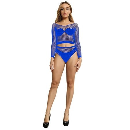 

EUHDSSDE Follure Women Lingerie Sleepwear Nightwear Fishnet Bodysuit Sissy Sheer Lingerie Set