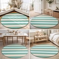 thumbnail image 4 of Round Area Rugs 6Ft, Turquoise Khaki Striped Non-Slip Washable Circle Rugs Carpet, Modern Minimalism Abstract Art Indoor Outdoor Rug Floor Mats Throw Runner for Bedroom Living Room Bathroom, 4 of 8