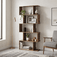 thumbnail image 5 of IULULU 62" Geometric Bookcase, 5-Tier S-Shaped Modern Bookshelf, Tall Room Divider Shelf for Living Room, Bedroom, Home Office, Hallway, Rust Brown, 5 of 6