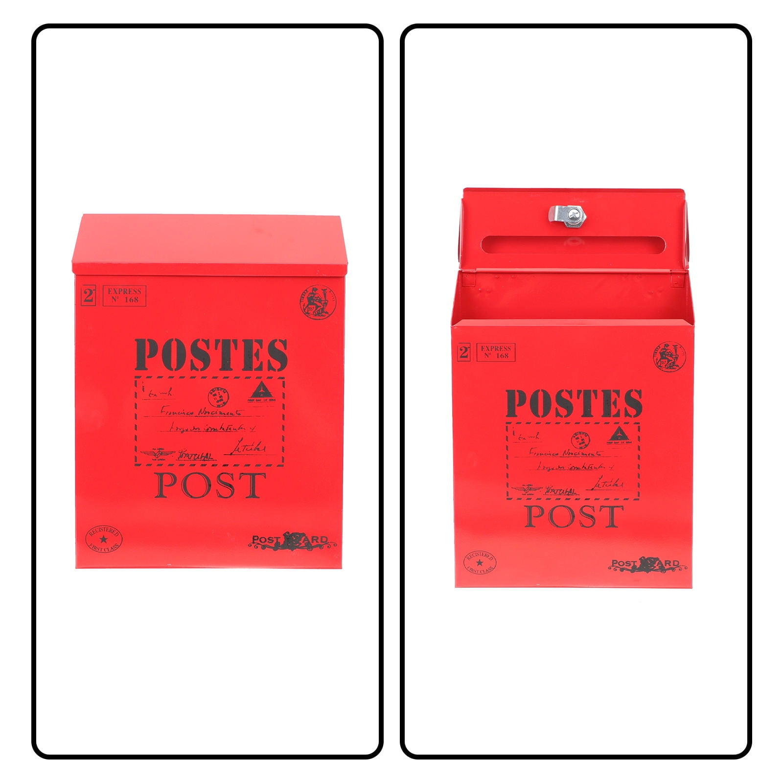 Raindrops Locking Letter Box Mailbox Iron Red 1Pack for Home and Garden