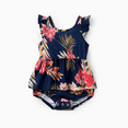 thumbnail image 2 of PatPat Family Matching Sets Deep Blue Tee or Cross Strap Pink Floral High-Low Ruffle Hem Dress, 2 of 5