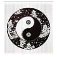 thumbnail image 3 of Ambesonne Ying Yang Shower Curtain, Stars Moon Night Sky, 69"Wx70"L, Black and White, 3 of 5