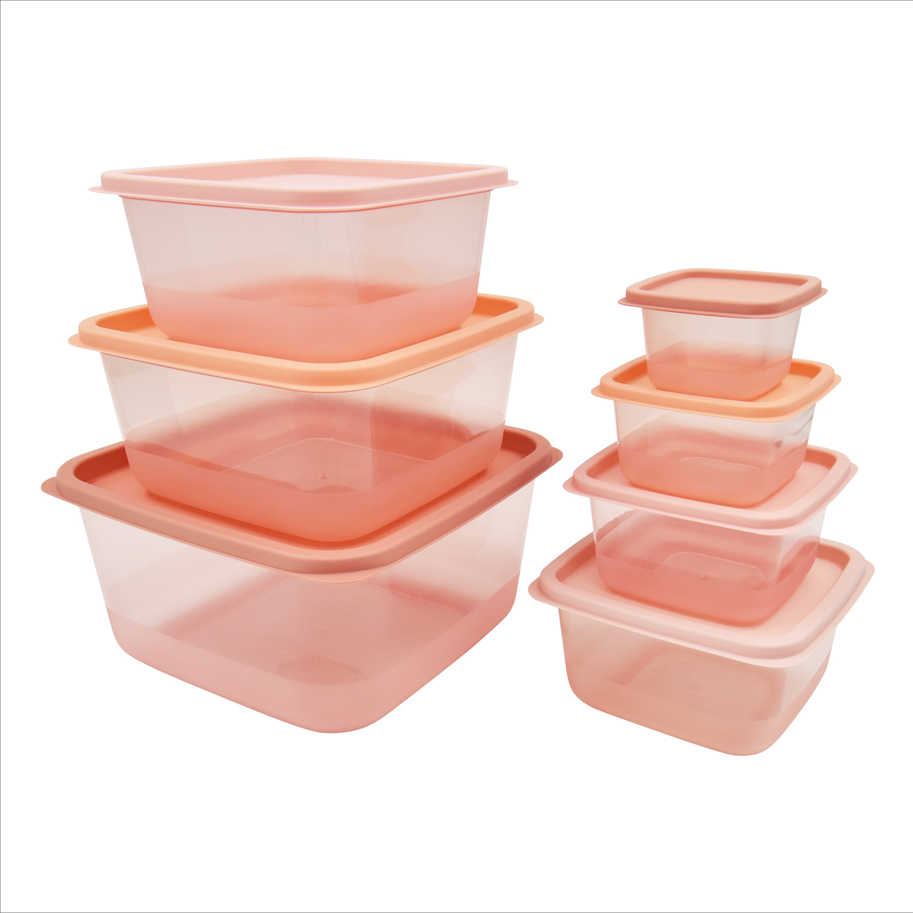 Mainstays 14 Piece Ombre Plastic Food Storage Set, Terracotta Ombre