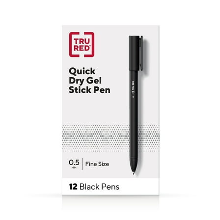 Staples TRU RED Quick Dry Gel Pens Fine Point 0.5mm Blk Dozen TR54471