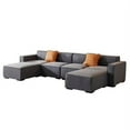 thumbnail image 3 of U Shaped Sectional Sofa Couch,Modern Upholstered Sofa Couch with Convertible Chaise and Pillows,Modular Fabric Sofa Couch for Living Room Office Apartment,DARK GREY, 3 of 7