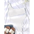 thumbnail image 3 of SEARIPE Women Textured One Shoulder High Waisted Bikini Swimsuit Baby White L, 3 of 5