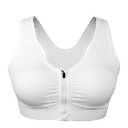 Poseca Women s Zip Front Sports Bra Wireless Bra Active Yoga Tank Top Racerback Sports Bra