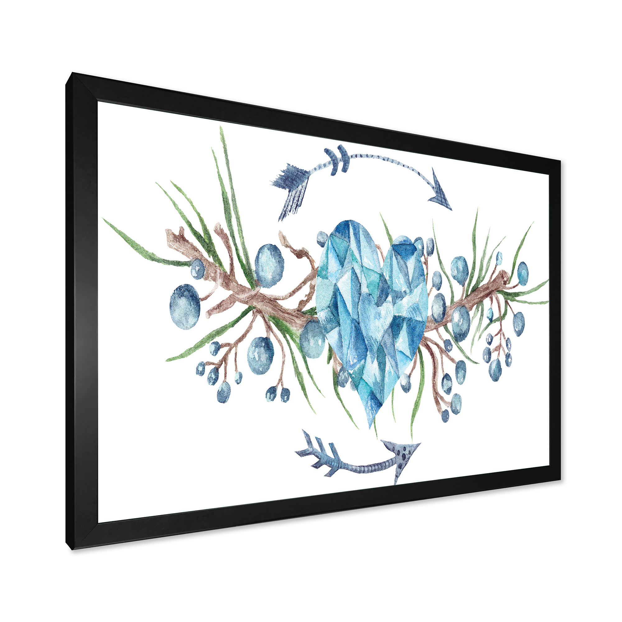 Designart 'Fresh Tribal Vignette Wild Forest Wreath Design On White II' Traditional Framed Art Print