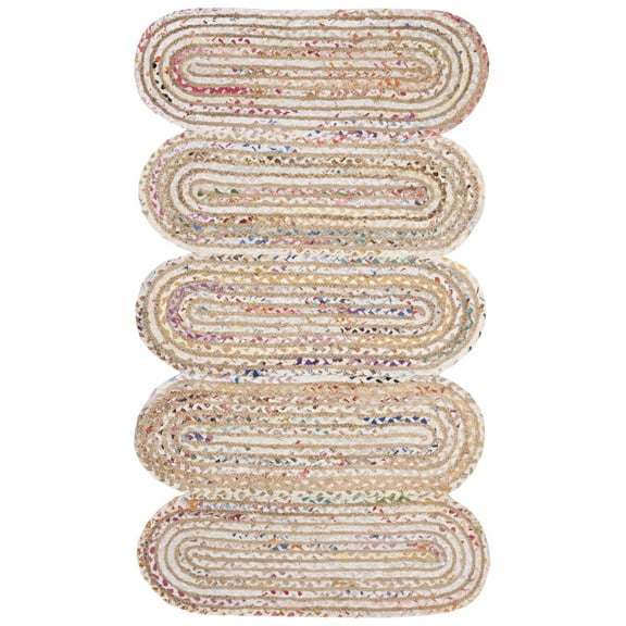 SAFAVIEH Cape Cod Nowell Striped Braided Area Rug, 3' x 5', Ivory/Multi