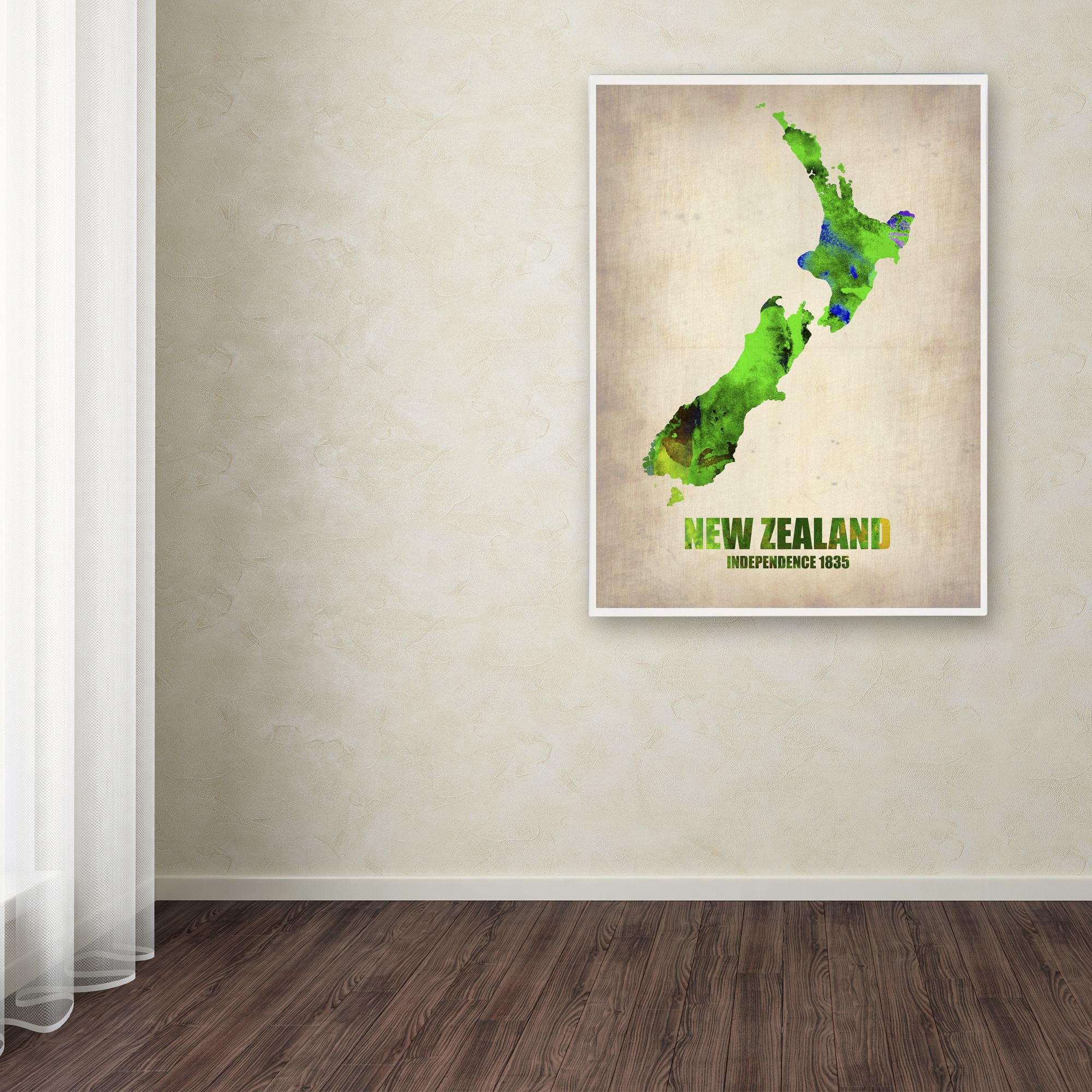 Trademark Fine Art "New Zealand Watercolor Map" Canvas Art by Naxart