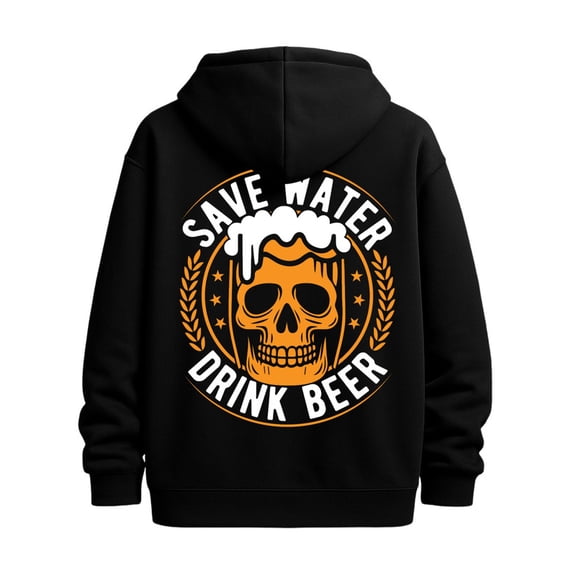 Save Water, Drink Beer hoodies & sweatshirt funny humor men's polyester black Casual Solid Basic Hooded Sweatshirt Streetwear For Winter Fall, As Gifts streetwear funny humor