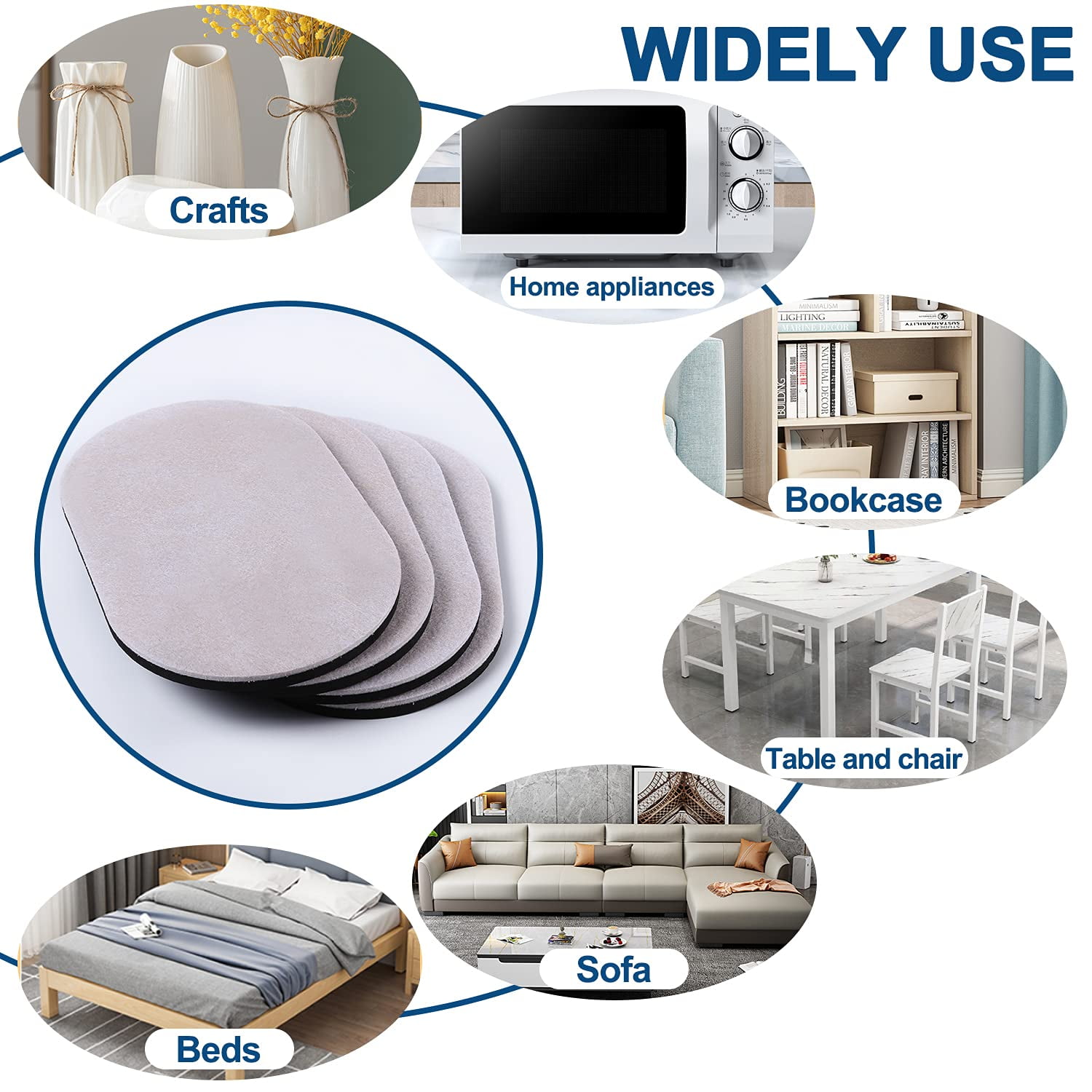 Ezprotekt 8 Pack 9-1/2" x 5-3/4" Oval Reusable Large Furniture Sliders for Carpet and Hardwood Floors,4 PCS Felt Furniture Movers for Hard Surface, 4 PCS Moving Pads for Carpet (Beige)
