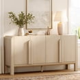 thumbnail image 4 of 63" Accent Cabinet with 4 Doors and Adjustable Shelves, Modern Credenza Storage Cabinet with Curved Profile Design for Living Room, Kitchen, Dining Room, Hallway, 4 of 13