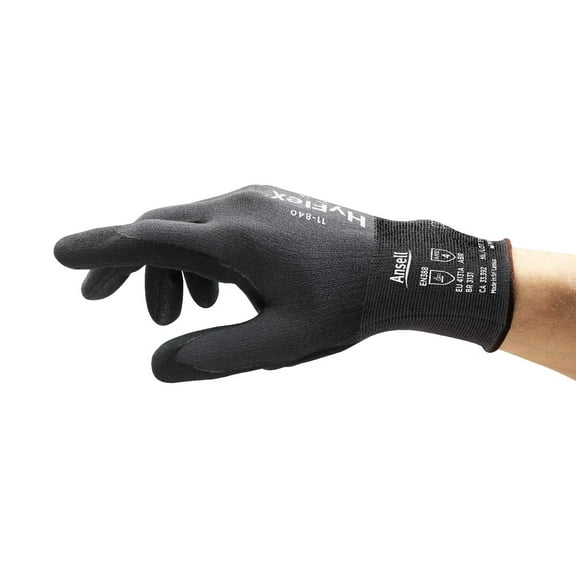 Ansell Hyflex 11-840 Work Gloves for Men and Women, Nylon, Medium, 12 Pairs