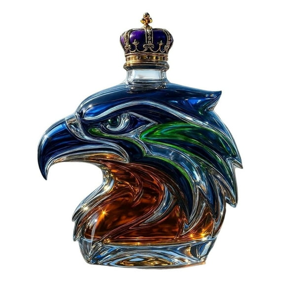 Embossed Seahawk Themed Liquor Decanters Clear Glass For Wine Cocktails Water Or Display Collectibles
